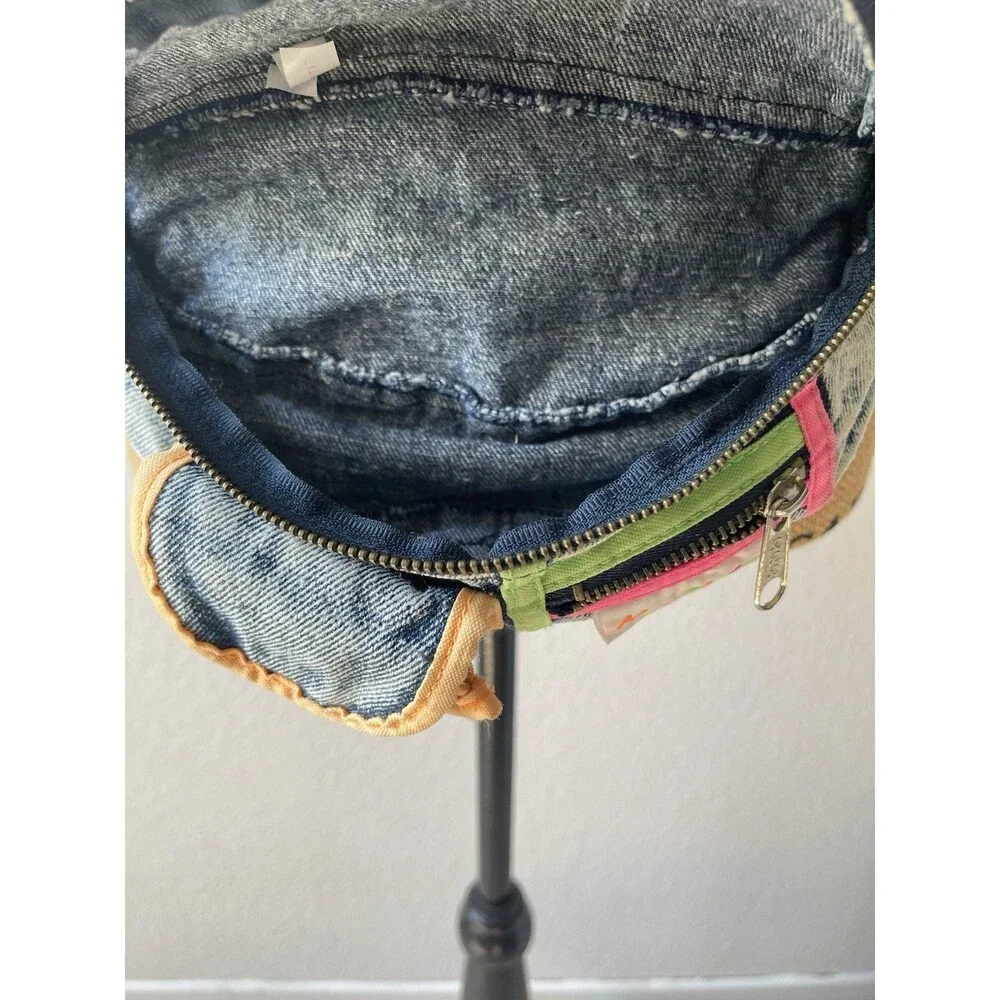 Vintage 80s 90s Neo Denim Acid Wash Denim Fanny Pack Neon Y2K